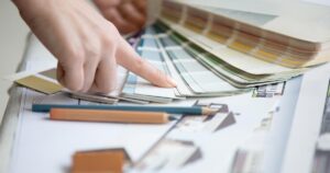 person reviewing color samples