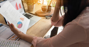 woman reviewing reports